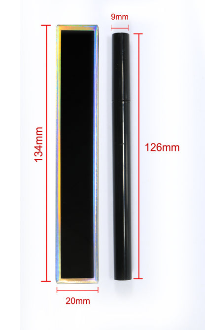 Black liquid eyeliner - dimensions: pen 126 mm by 9 mm; box 134 mm by 20 mm